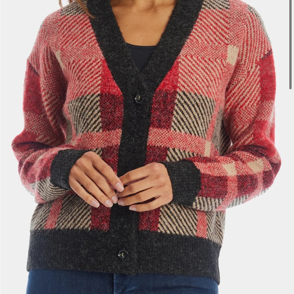 Spring and Mercer Red and Black Cardigan Sweater size medium